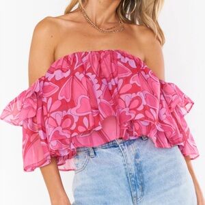 SHOW ME YOUR MUMU Candy Hearts Rossella Ruffle Top NWT- XL